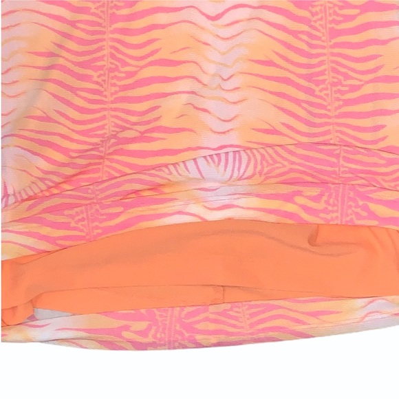 Y2K GUESS Animal Print Split Neck Mini Dress Sunset Orange Pink S Cocktail Party - Picture 13 of 16